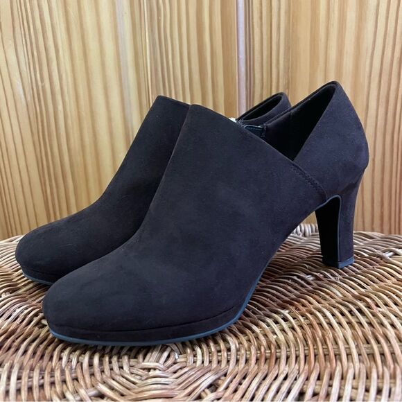 X Appeal Austen brown zip up ankle bootie heel pump shoe size 8.5 8 1/2 - Picture 2 of 6